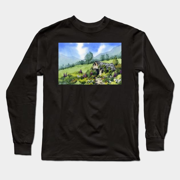 Old stone hut Long Sleeve T-Shirt by scatterlings